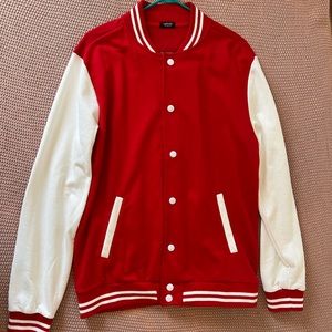 Coofandy Red and White XL Plain Varsity Jacket